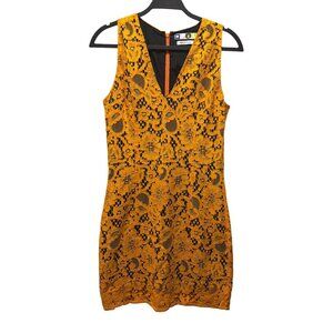 MSGM Womens Orange Lace Sleeveless Dress Made In Italy Size 42 US M